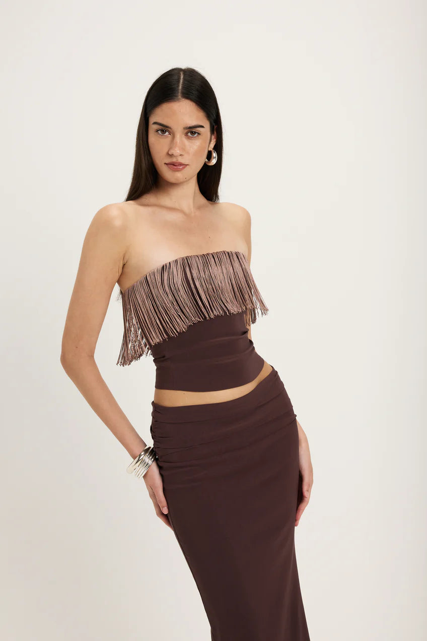 Violet Fringe Cinch Top