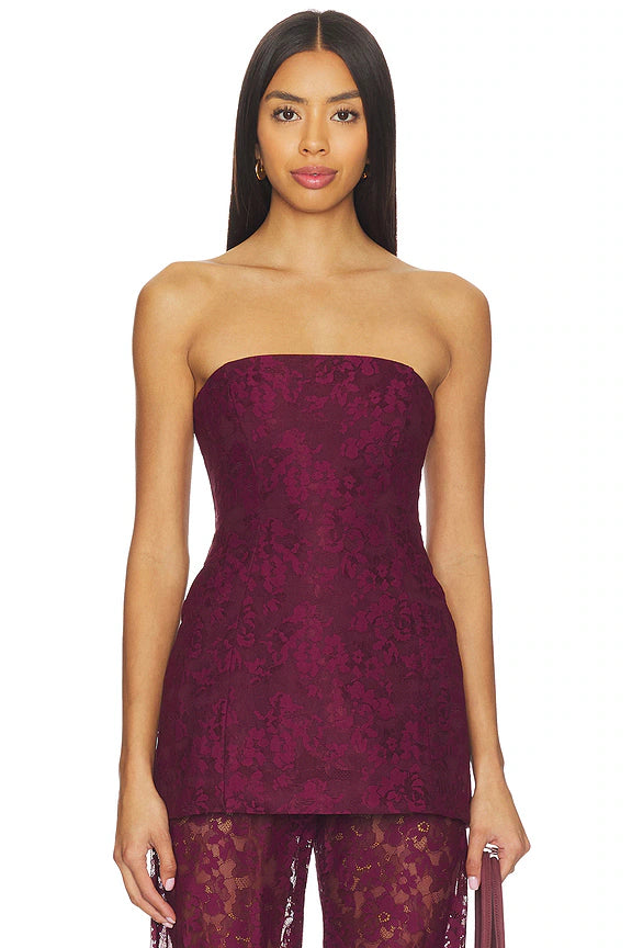 Crimson Elegance Lace Corset Top