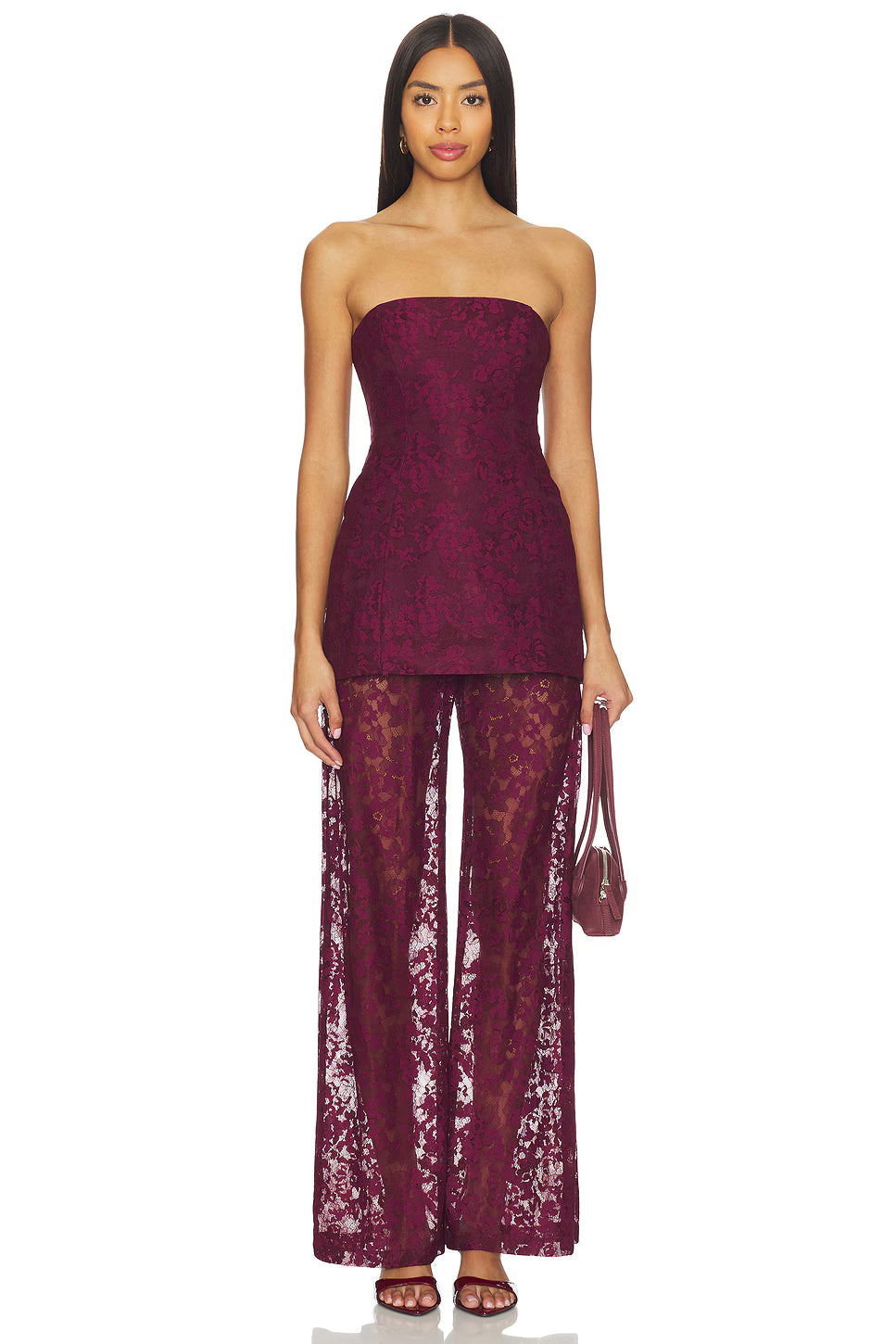 Crimson Elegance Lace Corset Top