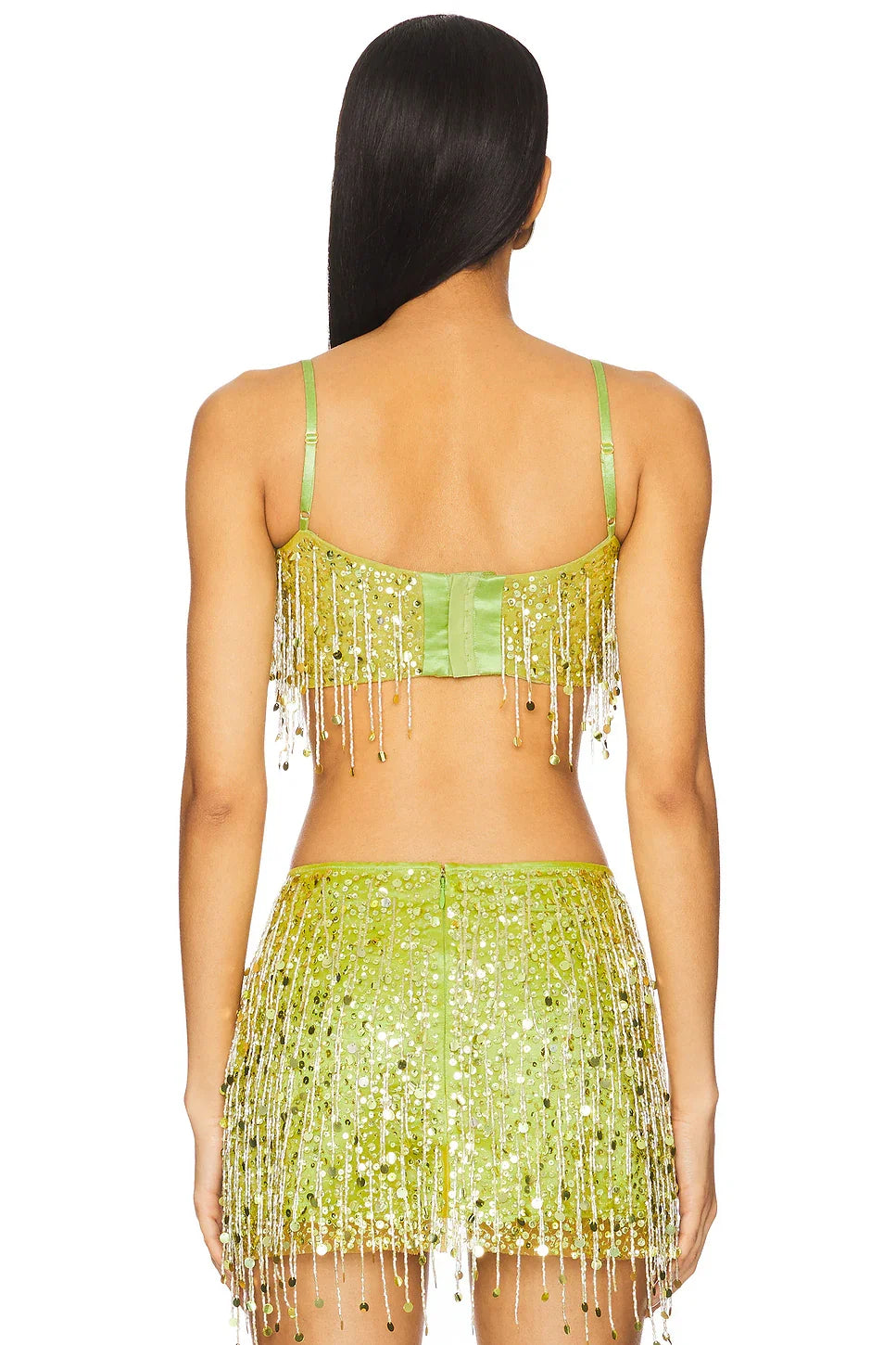 Lime Sequin Fringe Cami Top