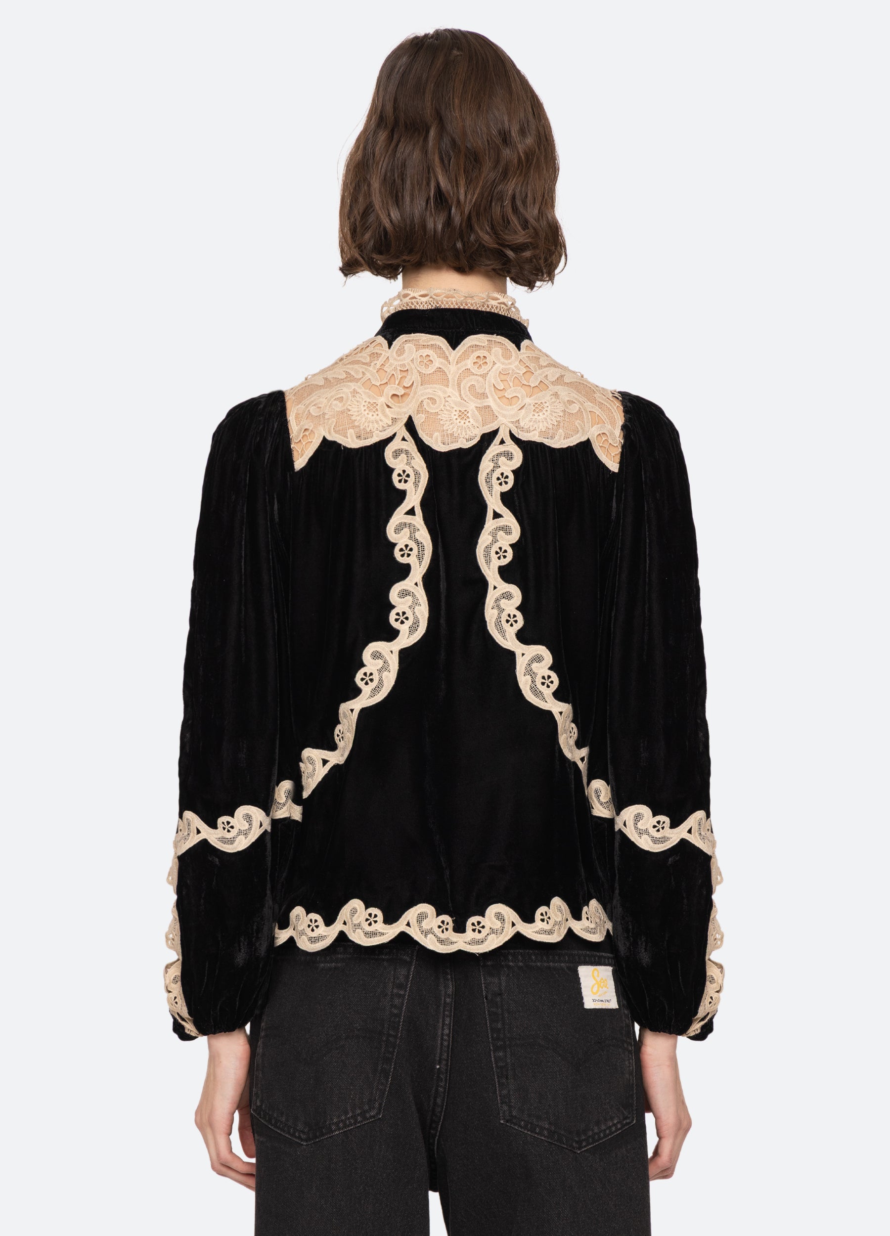Lace Embroidered  Long-Sleeved Top