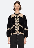 Lace Embroidered  Long-Sleeved Top