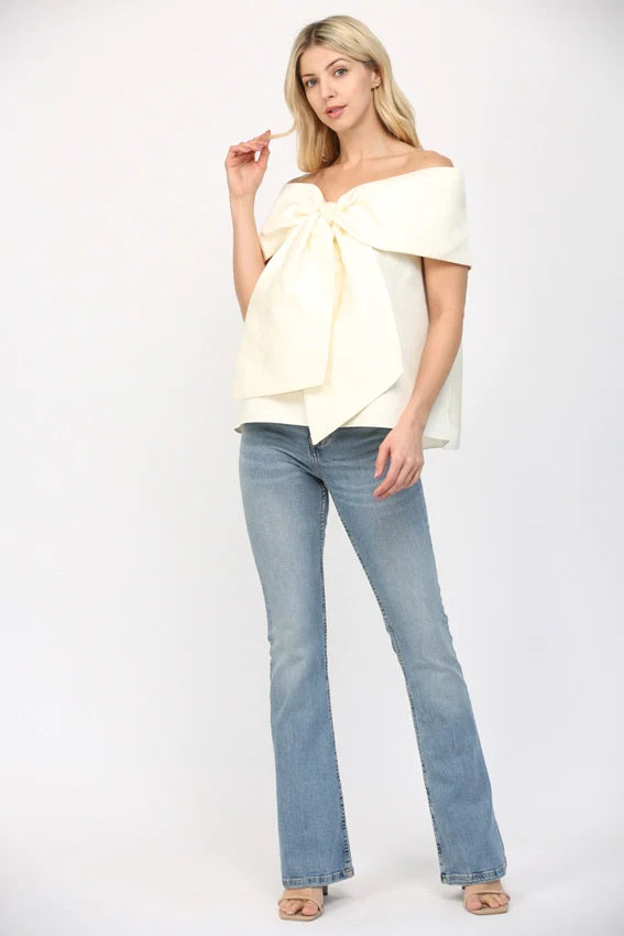 Big Bow Off the Shoulder Top