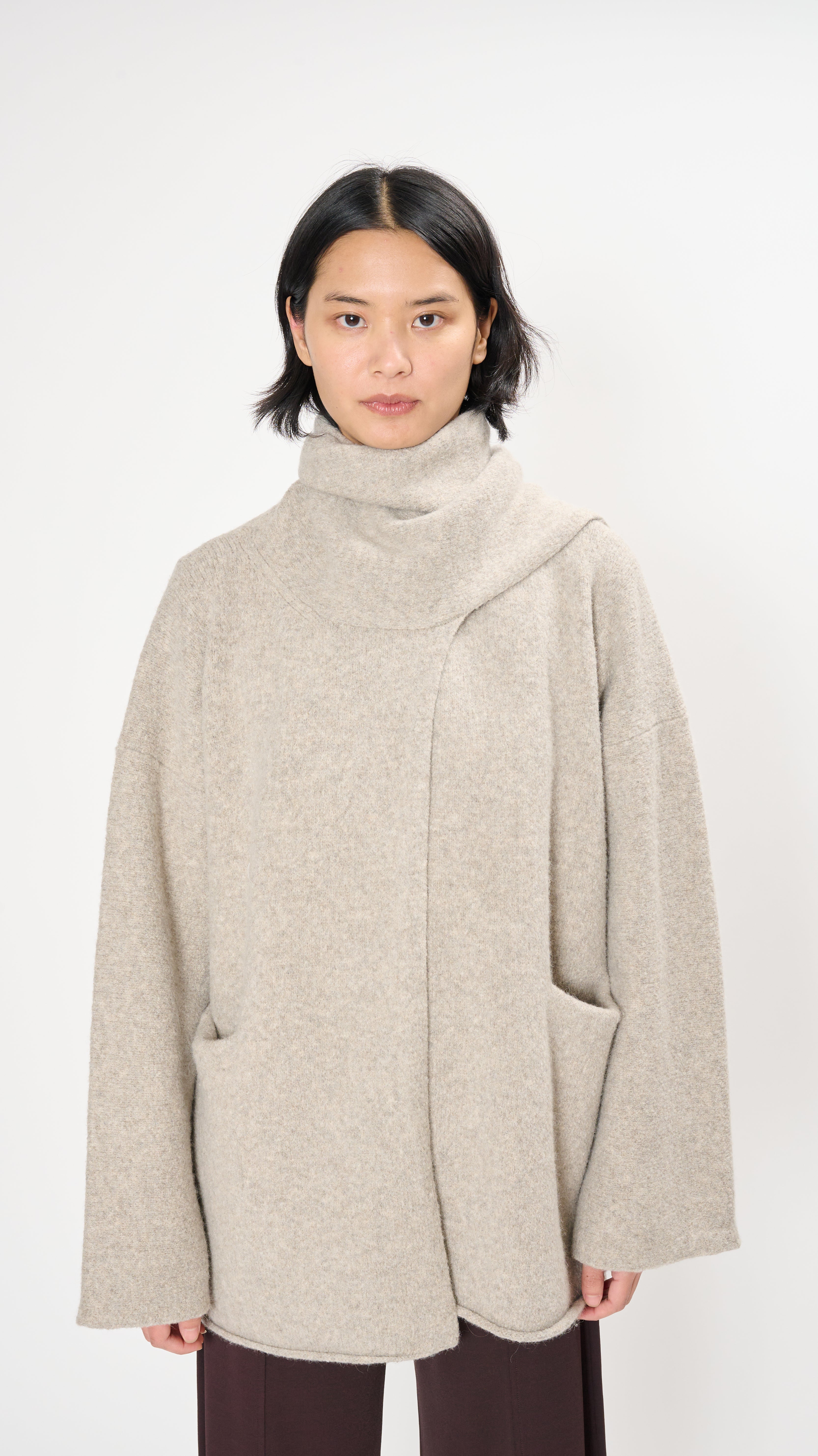 Wrap Coat in Pebble