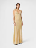 Sequined Sleeveless Lamé Viscose Blend Evening Gown