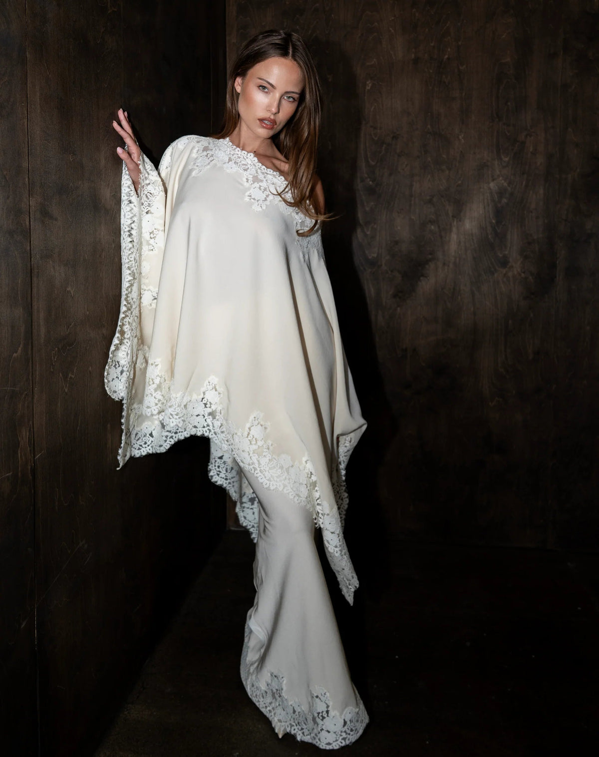 Almond Drift Lace Satin Top