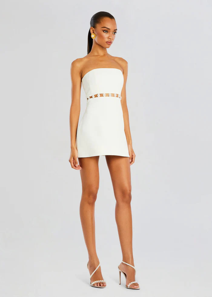 Pearl Waist Strapless Mini Dress