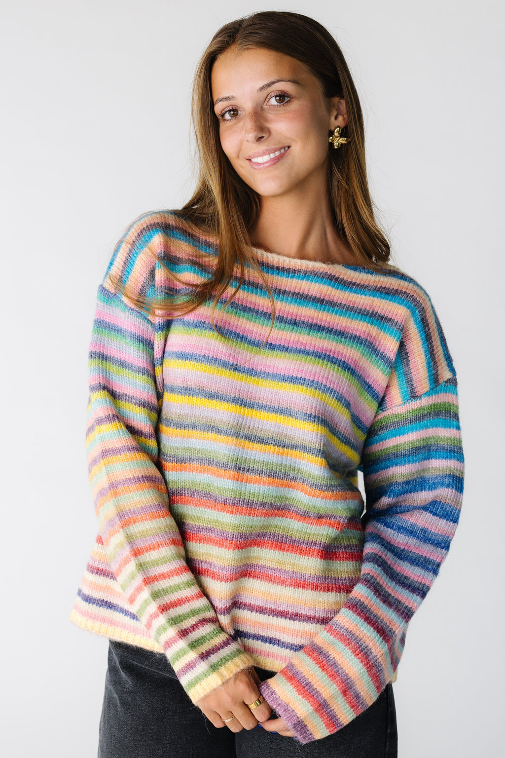 Rainbow striped pullover (colors may vary per piece)