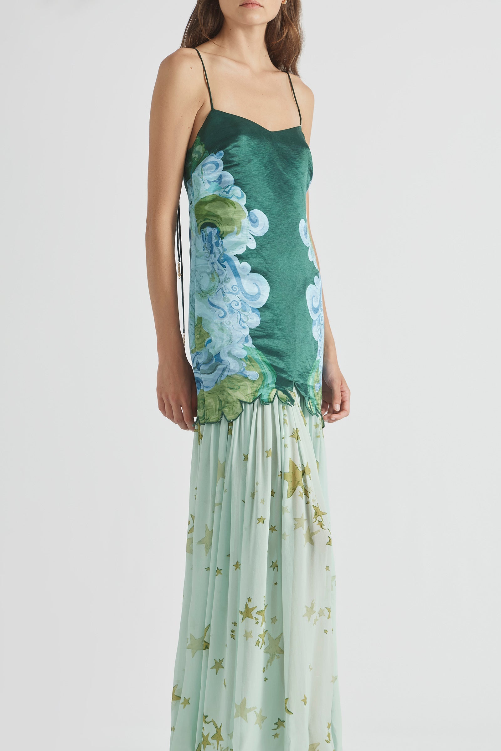 Colorblock floral skirt