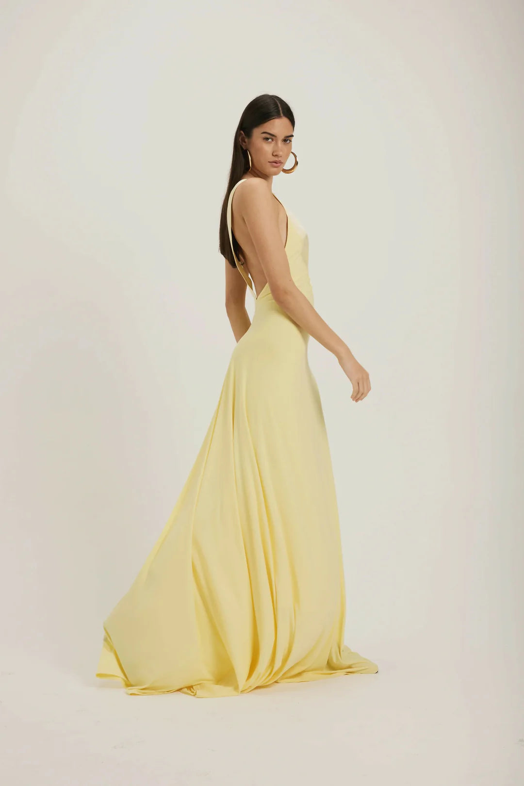 Golden Whisper Draped Gown