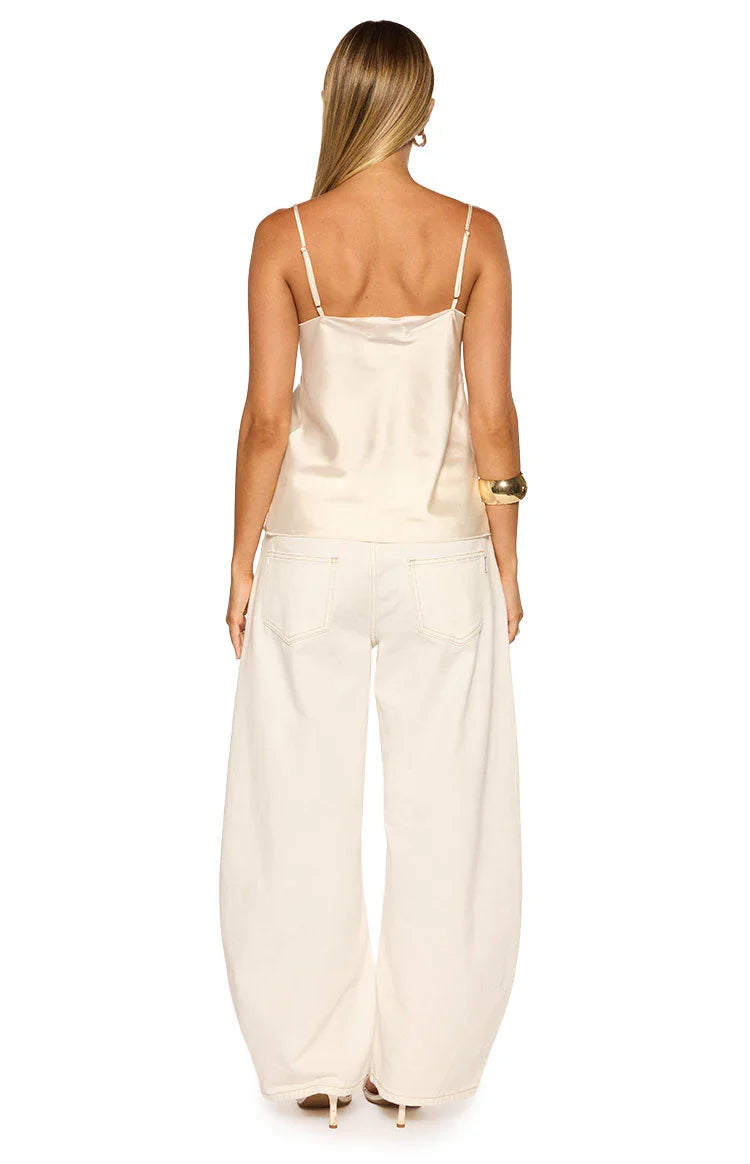 White Satin Lace Cami Top