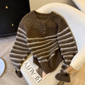 Buckled Up Striped Pullover Sweater – Retro Cozy Style