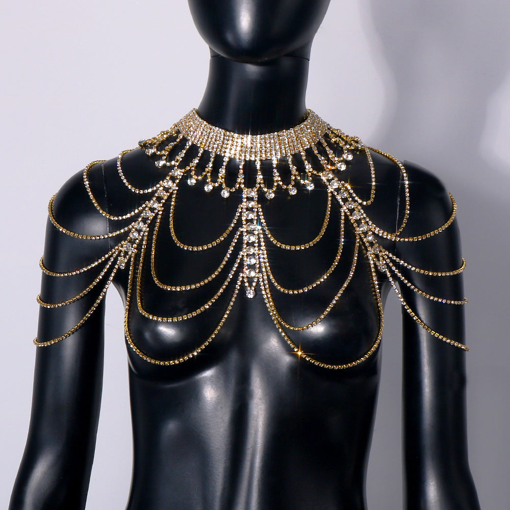 Rhinestone Tassel Shoulder Chain – Glam Dress Accessory