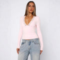 Fitted Lace Long Sleeve Blouse