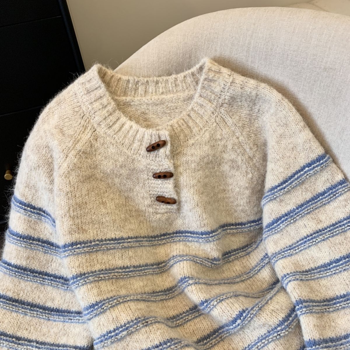 Buckled Up Striped Pullover Sweater – Retro Cozy Style