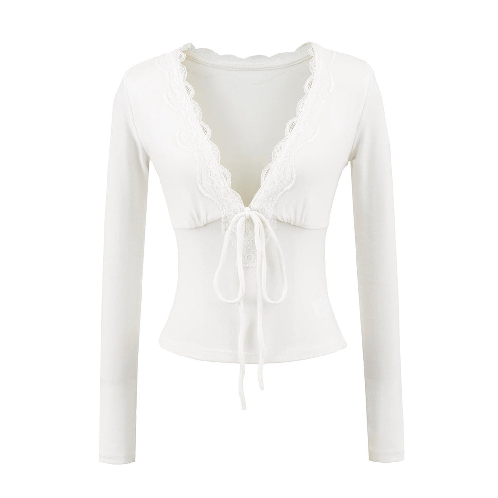 Fitted Lace Long Sleeve Blouse