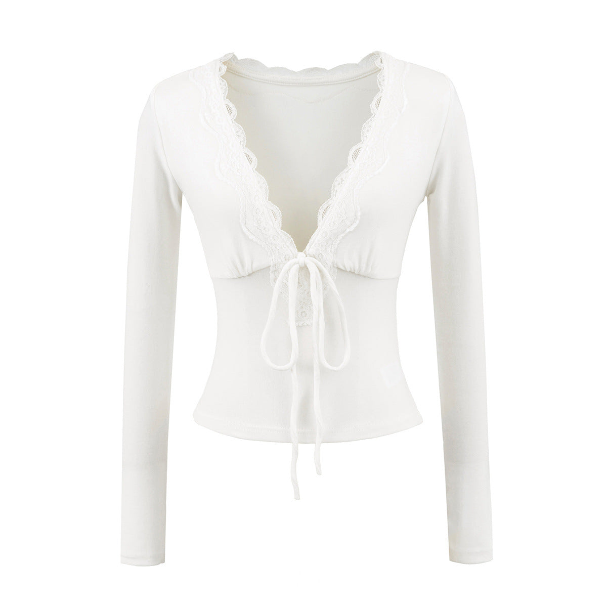 Fitted Lace Long Sleeve Blouse