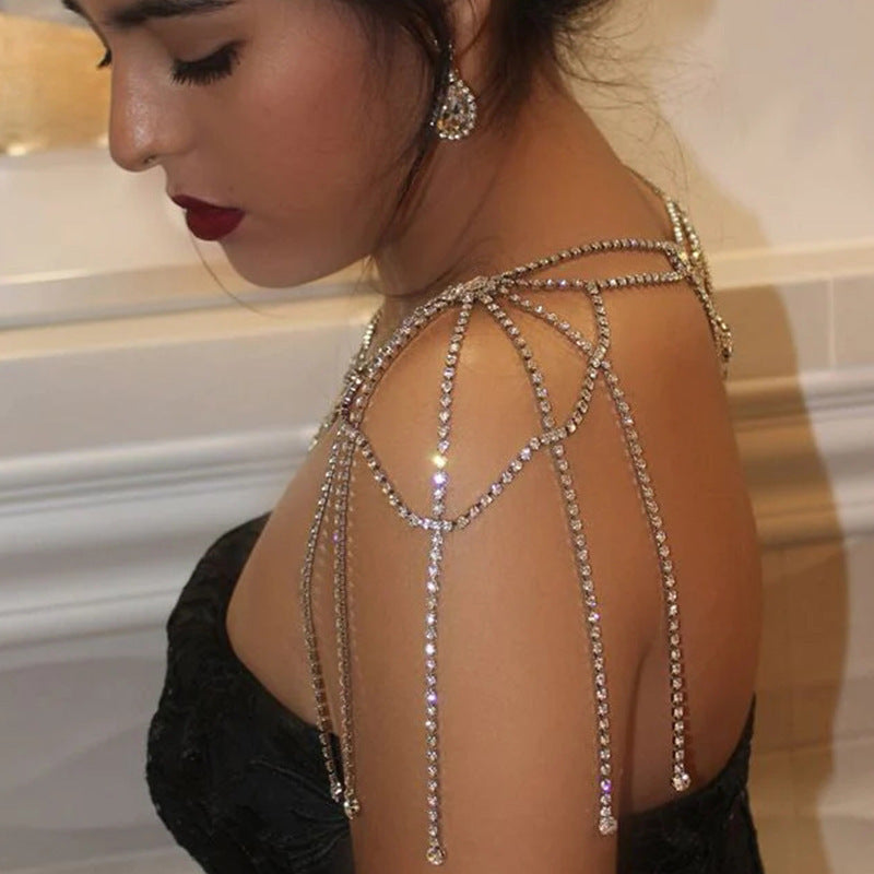 Rhinestone Tassel Shoulder Chain – Glam Dress Accessory