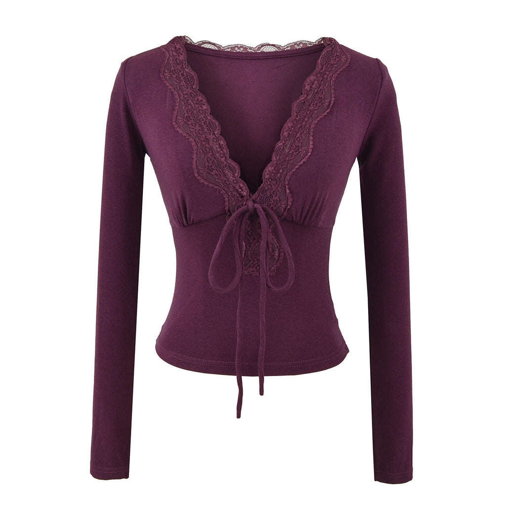 Fitted Lace Long Sleeve Blouse
