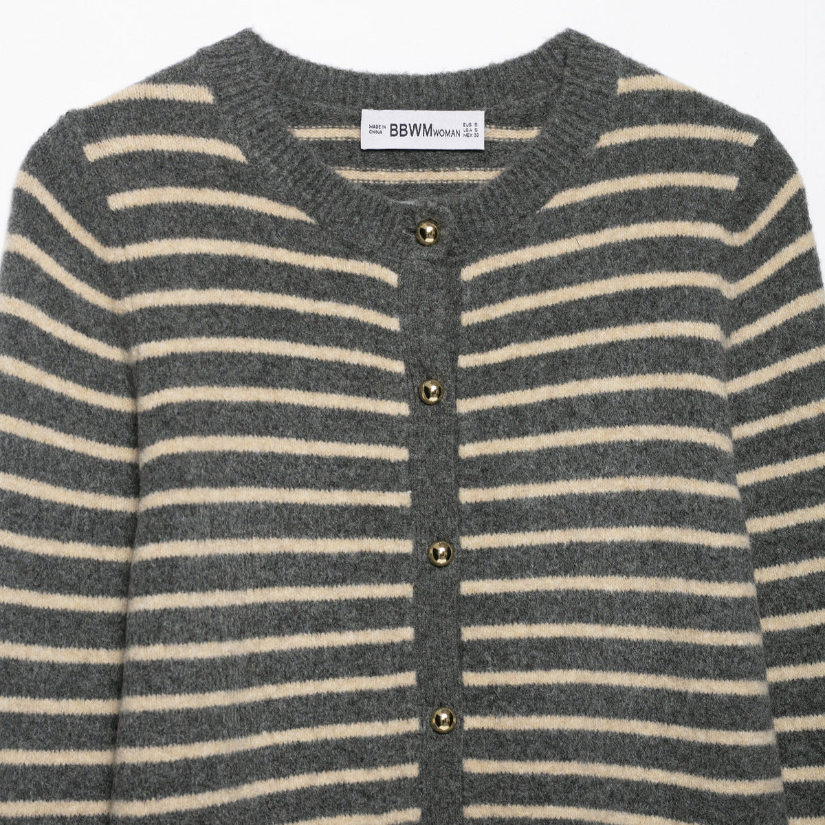 Striped Crew Neck Knit Cardigan – Classic Cozy Layer
