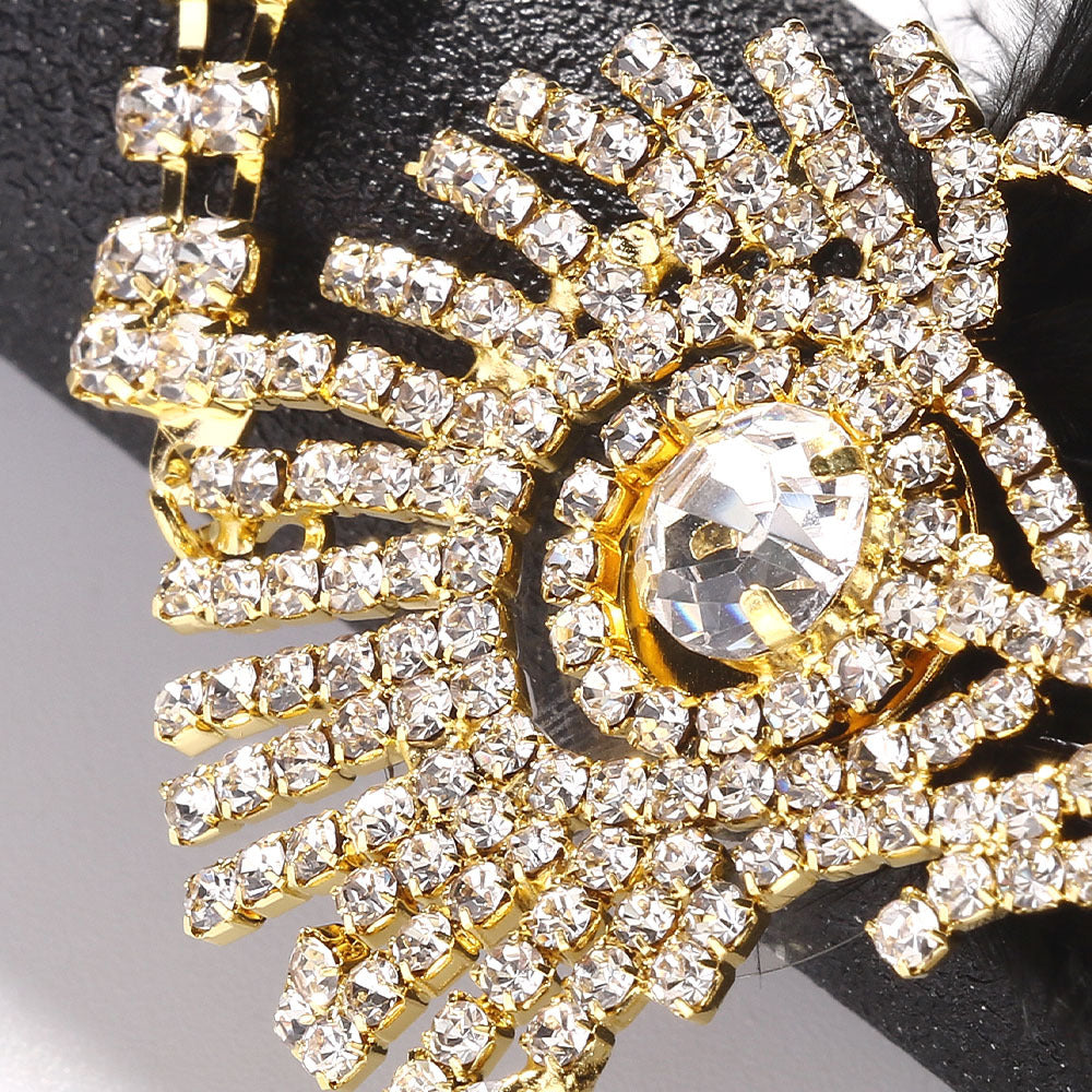Rhinestone Feather Headpiece – Festive Glam Accessory