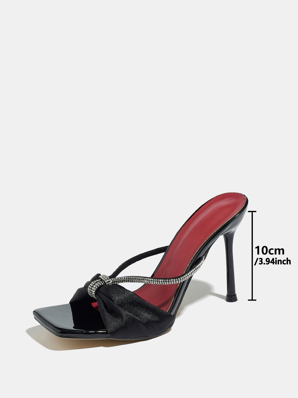 Noir Velouré Crystal Bow Heels