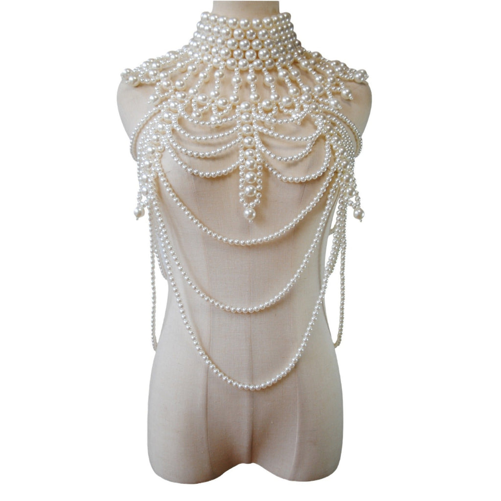 Pearl Tassel Shoulder Chain – Elegant Dress Accessory