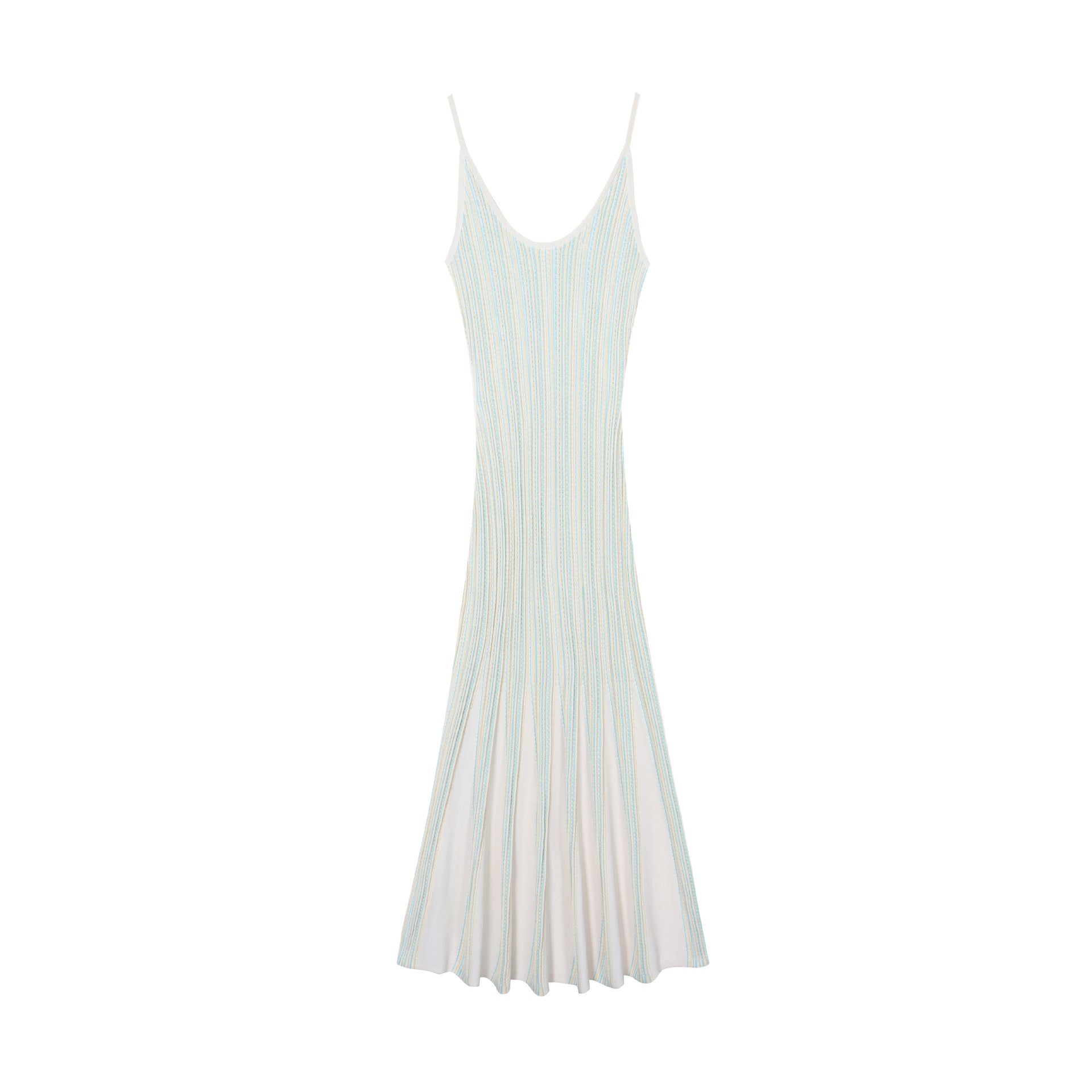 Favixor Striped V-Neck Knit Midi Dress