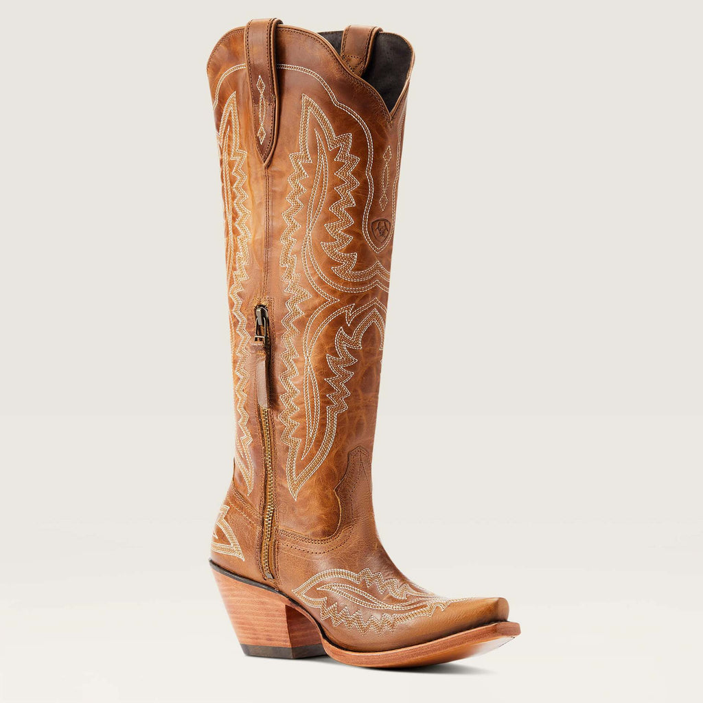 Pointed Toe Block Heel High-Top Western Cowboy Boots