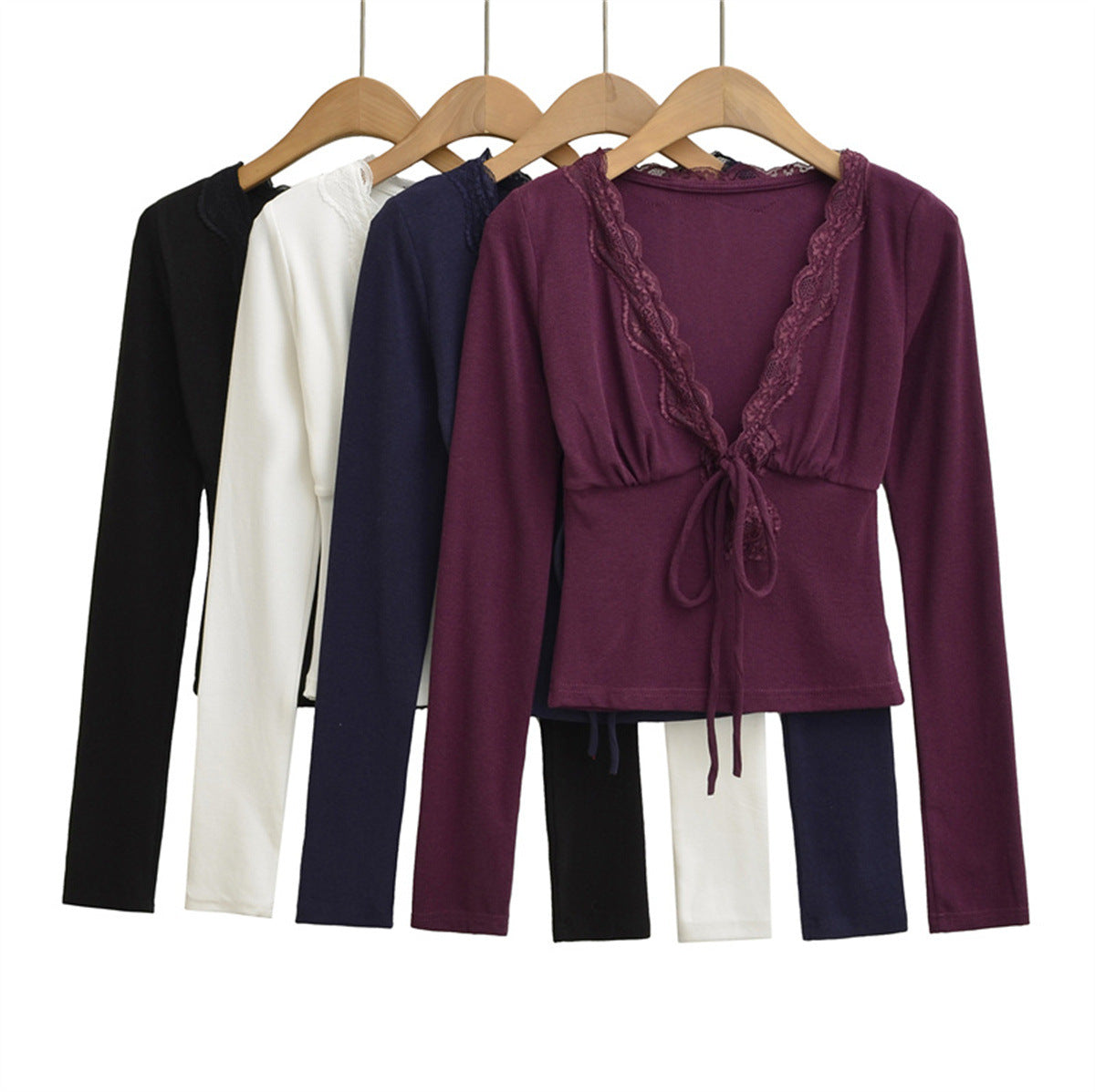 Fitted Lace Long Sleeve Blouse