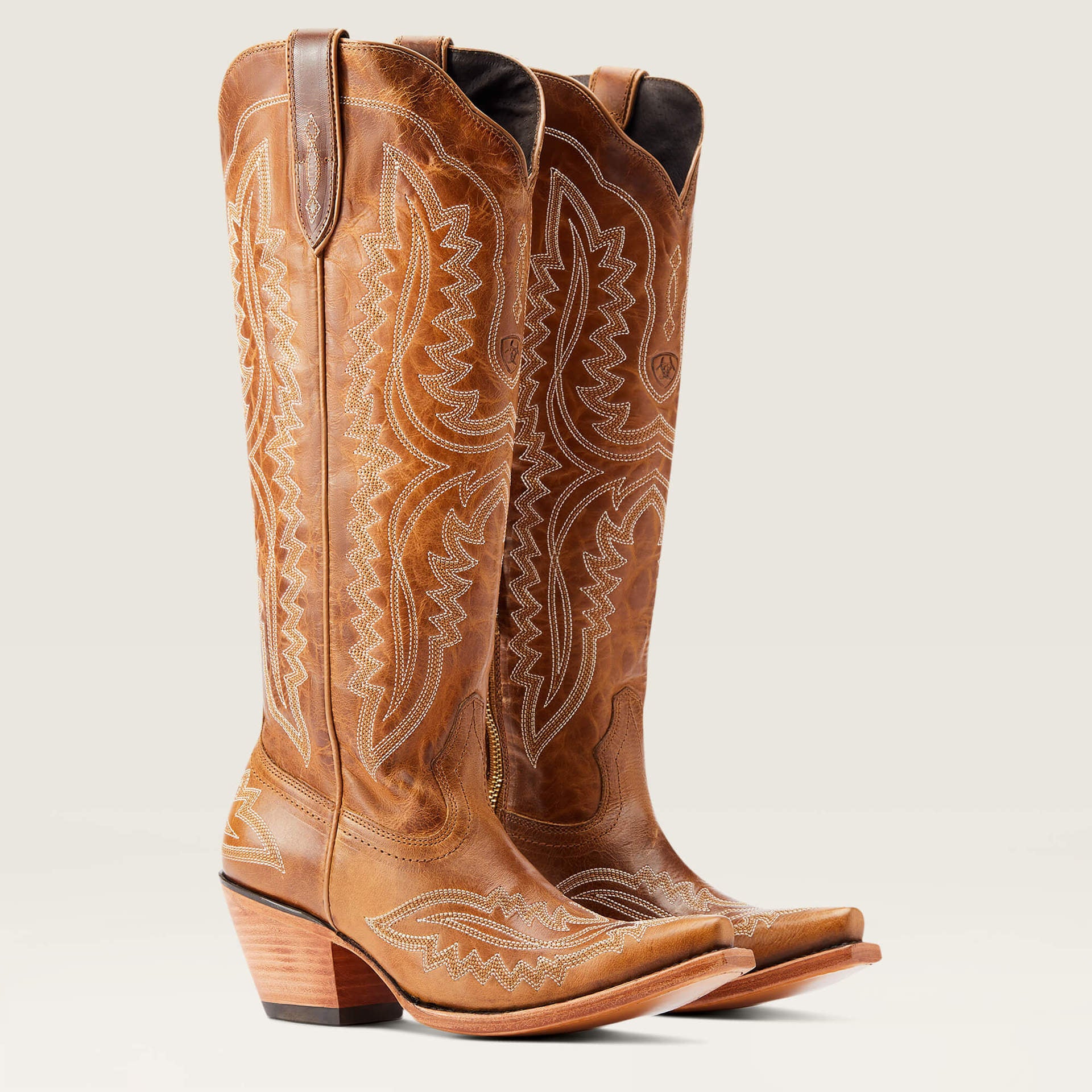 Pointed Toe Block Heel High-Top Western Cowboy Boots