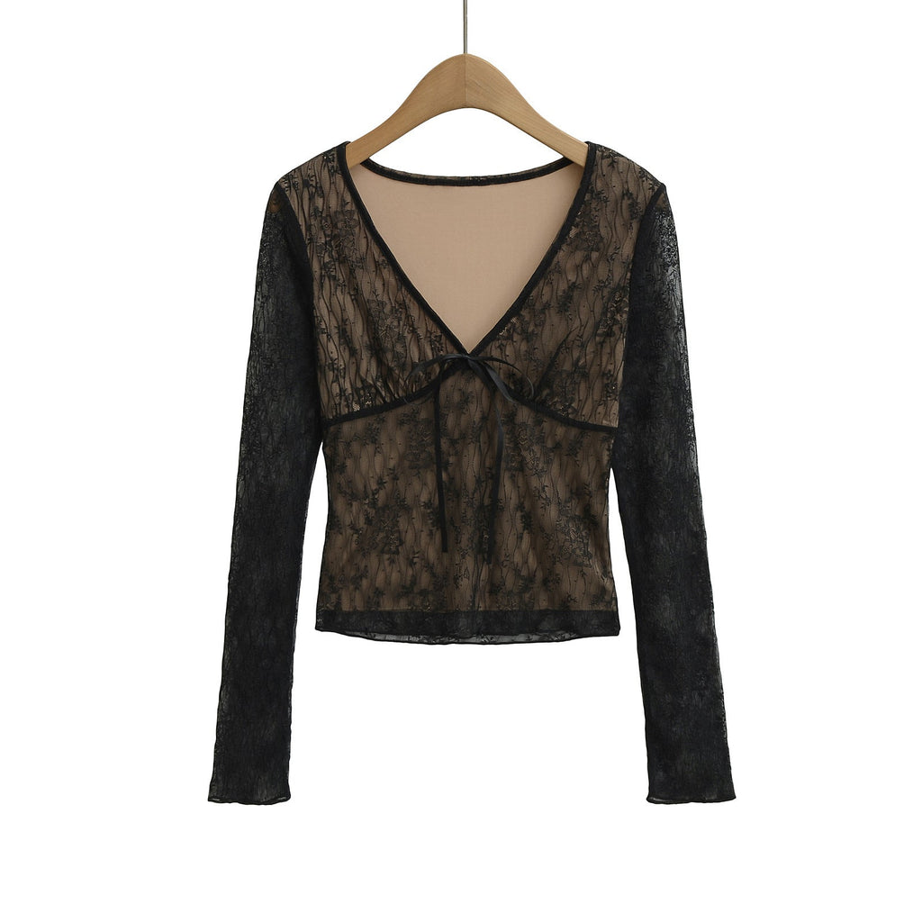 Fitted Lace Long Sleeve Blouse
