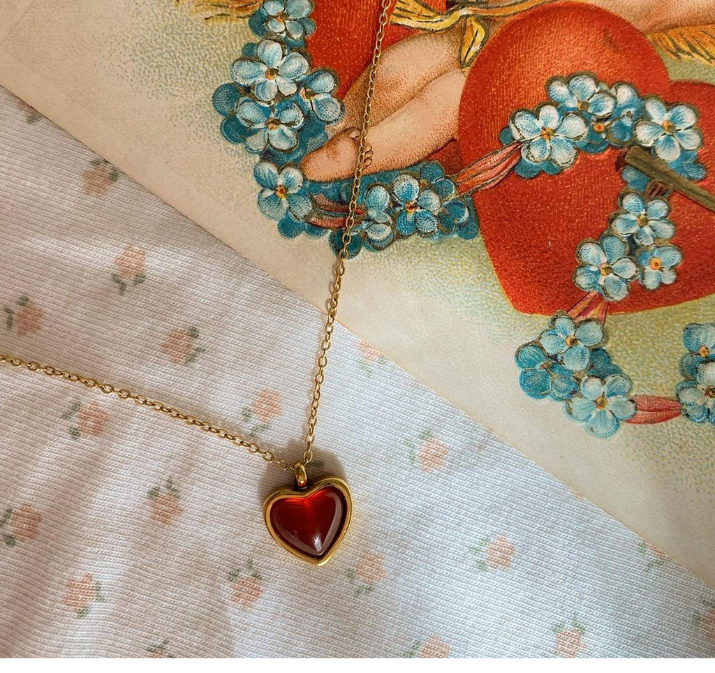 Carnelian Heart Pendant Necklace