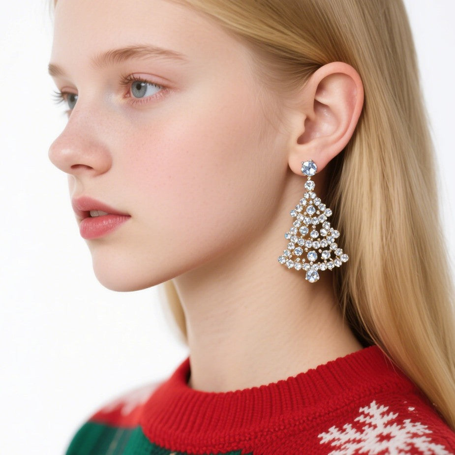 Christmas Rhinestone Earrings – Holiday Sparkle