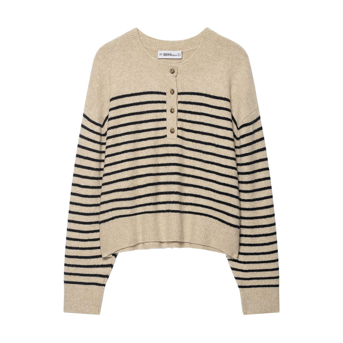 Striped Crew Neck Knit Cardigan – Classic Cozy Layer