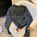 Buckled Up Striped Pullover Sweater – Retro Cozy Style