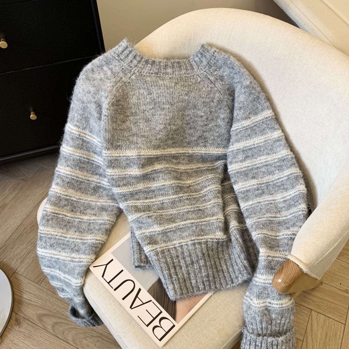 Buckled Up Striped Pullover Sweater – Retro Cozy Style