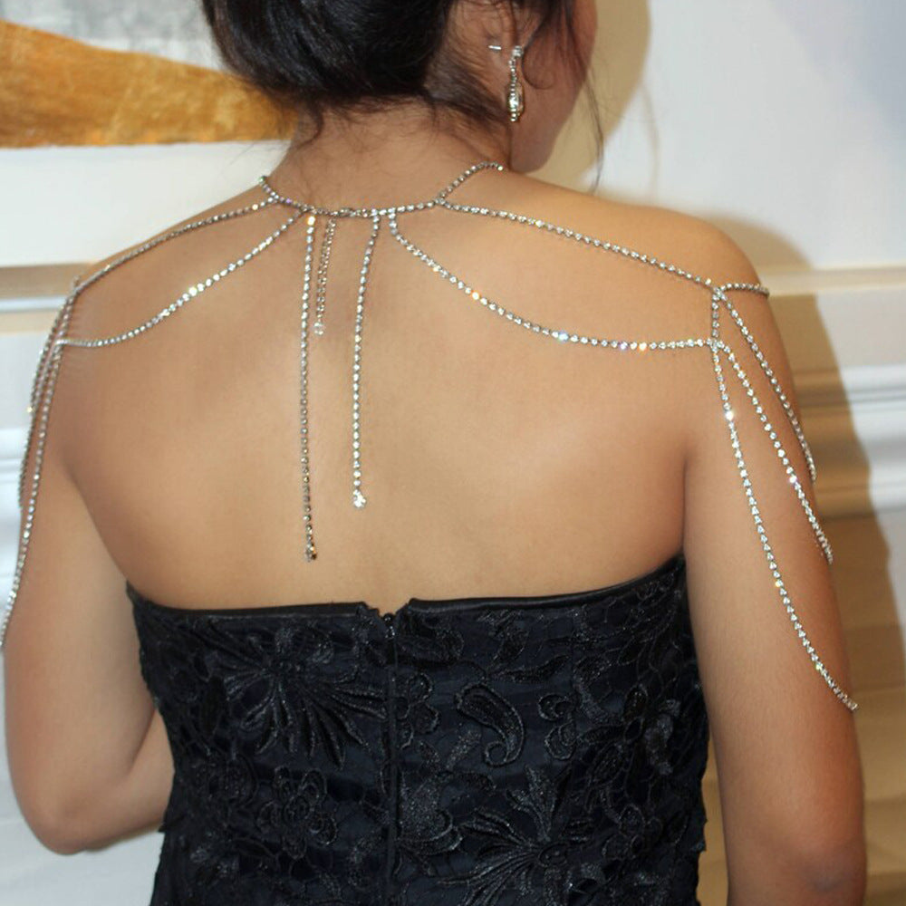Rhinestone Tassel Shoulder Chain – Glam Dress Accessory