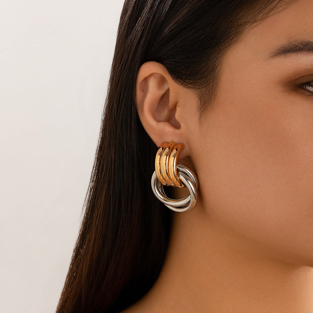 Arden Mixed Metal Ripple Earrings