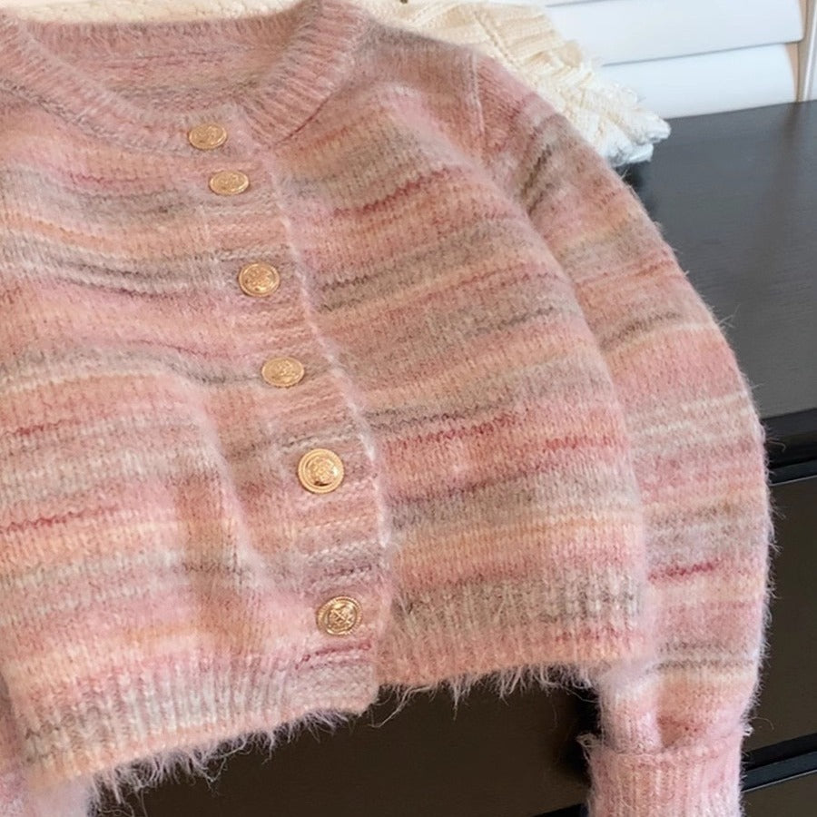 Striped Mohair Knit Cardigan – Soft & Cozy Layers