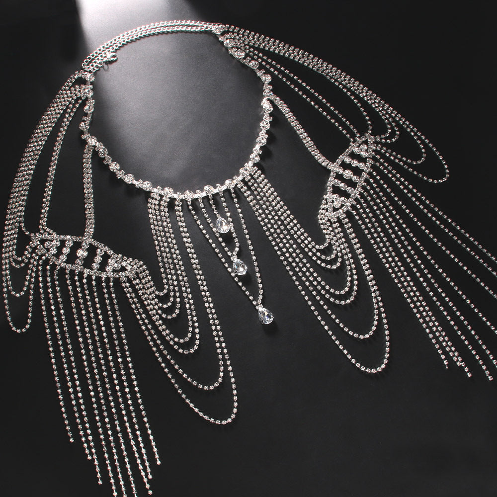Rhinestone Tassel Shoulder Chain – Glam Dress Accessory
