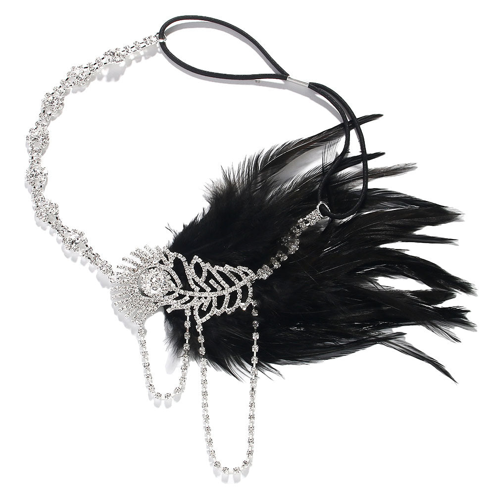Rhinestone Feather Headpiece – Festive Glam Accessory