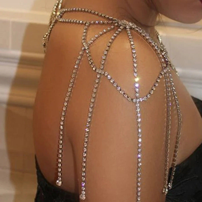 Rhinestone Tassel Shoulder Chain – Glam Dress Accessory