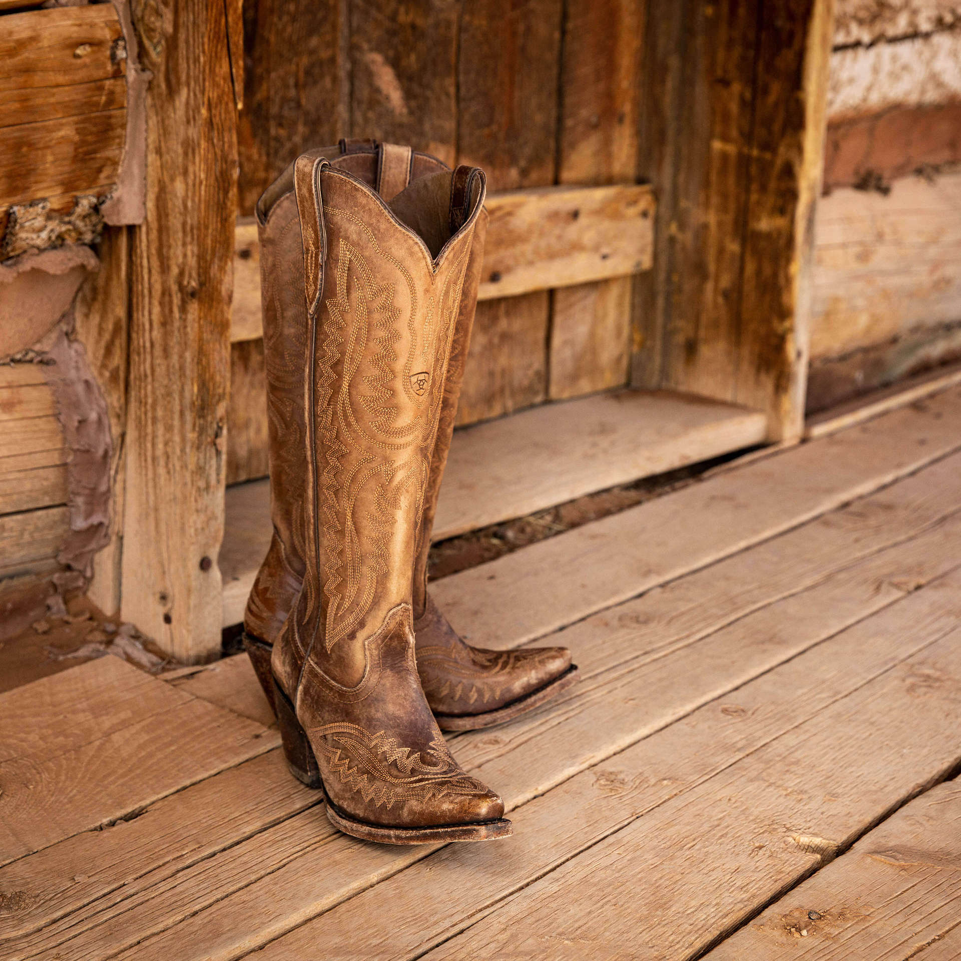 Pointed Toe Block Heel High-Top Western Cowboy Boots