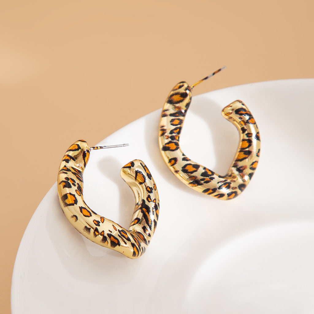 Noira Leopard Geometry Earrings
