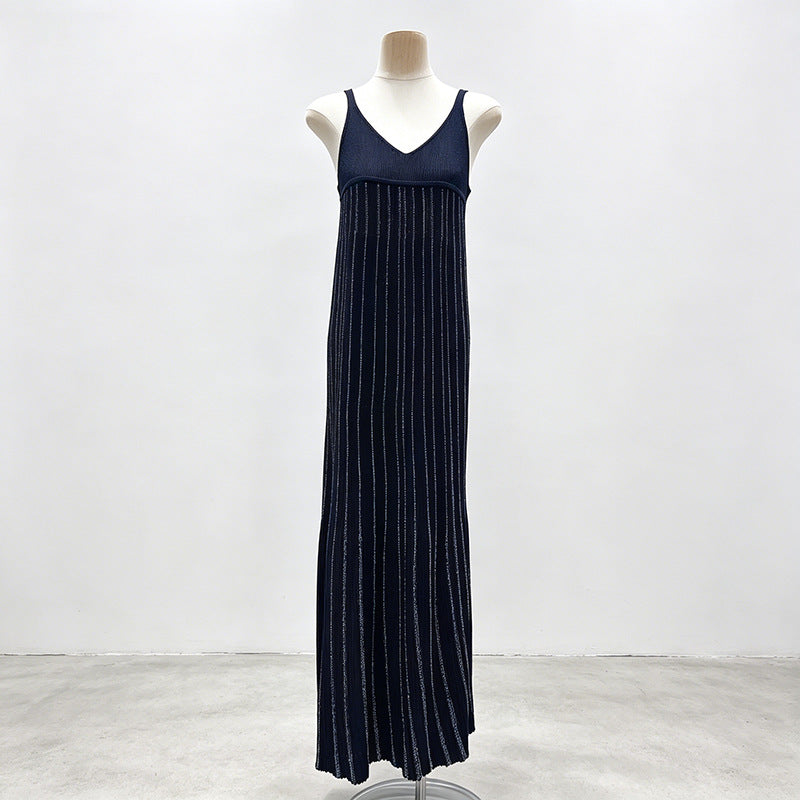 Sequined Sleeveless Lamé Viscose Blend Evening Gown