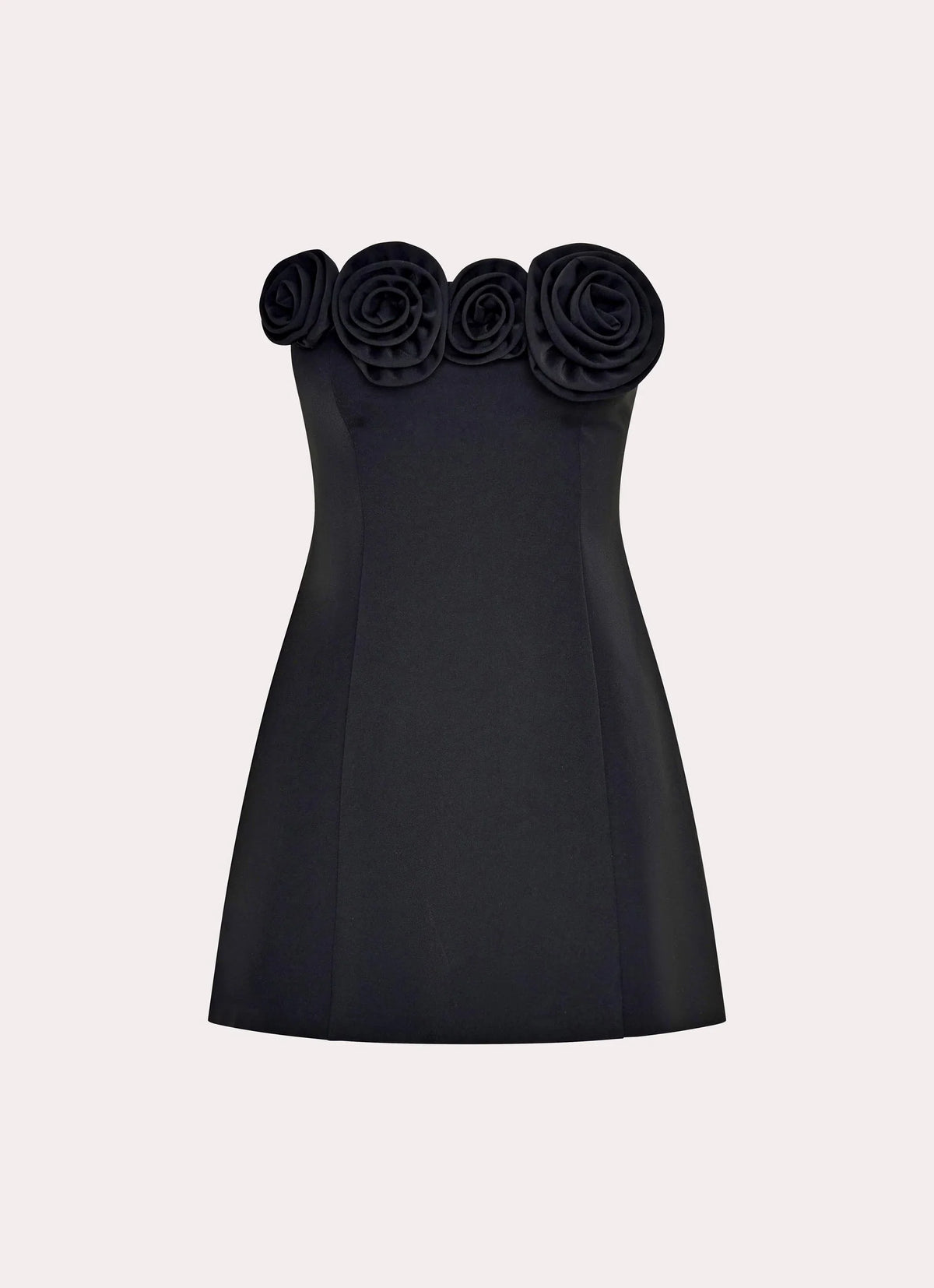 Black 3D Floral Strapless Mini Dress