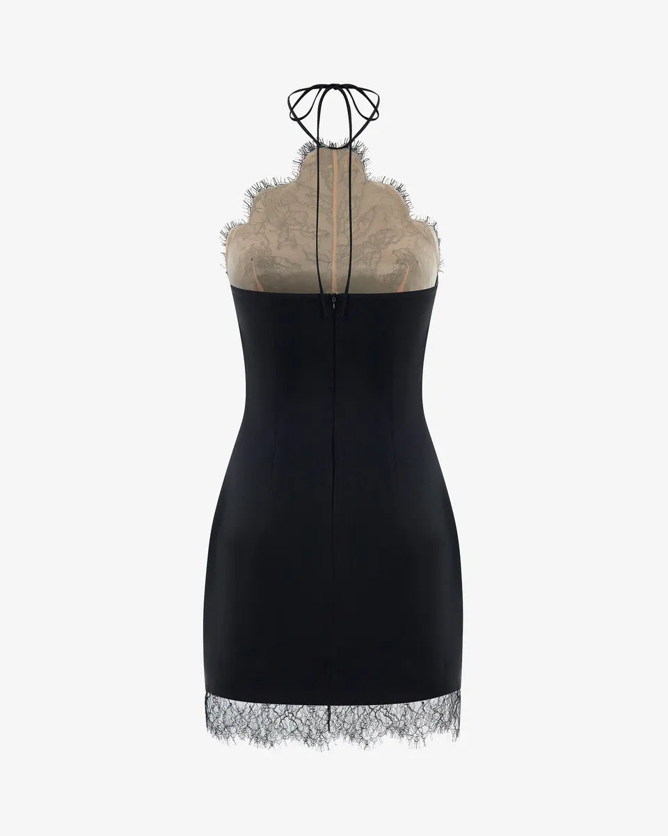 Noir Elegance Lace Mini Dress