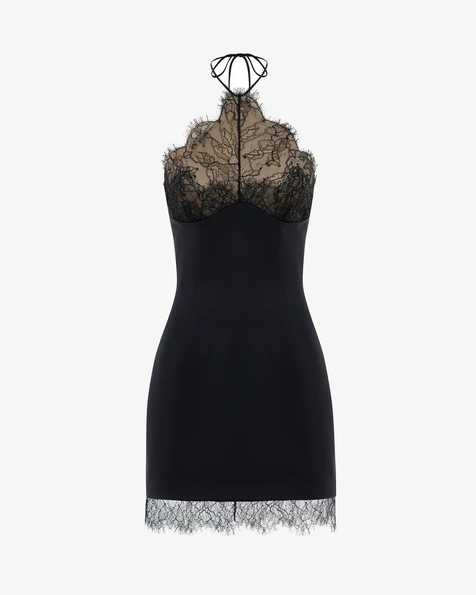 Noir Elegance Lace Mini Dress