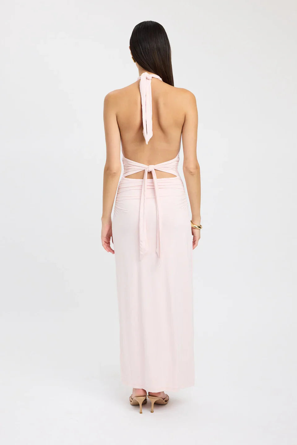 Blush Pink Deep V Maxi Dress